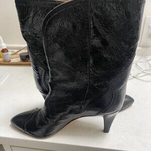 Isabel Marant Black Leather Mid Calf Bootie